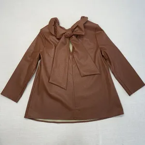 Tuckernuck Brown Coated Ruffle Neck Bow Back Blouse 3/4 Sleeve S thumbnail 4