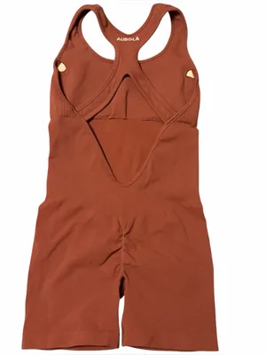 Aurola Brown Power Romper Small, Removable Padding, Racerback, Ruched Back thumbnail 2