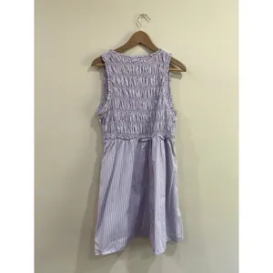 Old Navy Stripe Smocked‎ Mini Dress Cotton Poplin Purple Cottagecore Size Large thumbnail 4