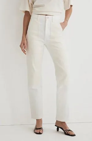 Madewell Womens The '90s Straight Jean: Two-Tone Workwear Edition White Ivory 23 thumbnail 1