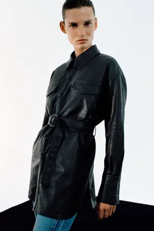 ZARA Limited Edition Faux Leather Shirt Jacket thumbnail 2