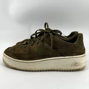 Nike Air Force 1 Sage Low Sneakers Suede Platform Trooper Phantom Green 9 thumbnail 4