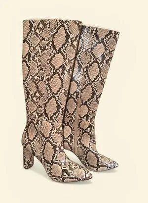 Aqua Womens Maria Leather Block Heel Knee-High Boots‎ Beige 8.0 thumbnail 1