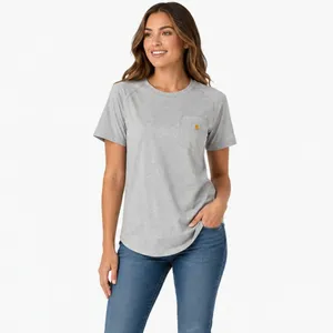 Carhartt Force Womens Pocket T-Shirt Size XL Gray Workwear Outdoor Athletic Top thumbnail 2