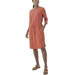 Pact Organic Cotton Drawstring Waist T-Shirt Dress 3/4 Sleeve Pockets Size Large thumbnail 2