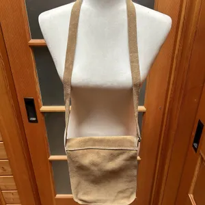 VTG Mexico Handmade Artisan Leather Suede Crossbody Purse Bag Retro Boho Tan thumbnail 12