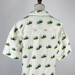 NWOT Farm Rio Linen Blend Coconut Embroidered Romper Green and Ivory Size M thumbnail 9