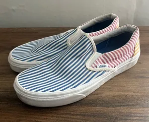 Vans Classic Slip-On Deck Club Mix Stripes Shoes Size 8 thumbnail 1