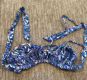 Blackbough Blue and White Paisley Bikini Top thumbnail 1