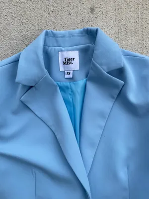 Tiger Mist Baby Blue Blazer XS Y2K Tailored It Girl Jacket thumbnail 3