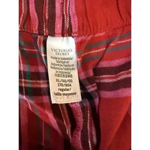 Victoria's Secret Plaid PJ Pajama Set Size XLarge Red Pink Drawstring Button up thumbnail 8