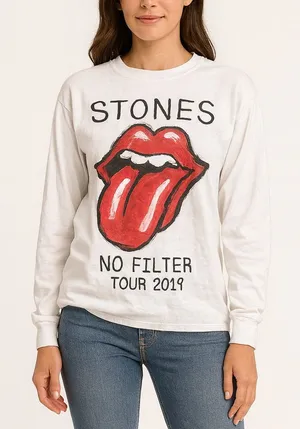 The Rolling Stones White Size Medium Long-Sleeve Shirt. thumbnail 1