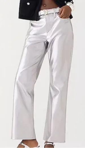 J. Crew Full-length demi-boot pant‎ in metallic faux leather 26T Tall holiday thumbnail 1