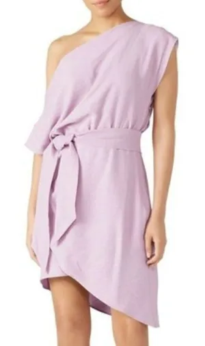 WISH Rise Purple‎ One Shoulder Tie Waist Asymmetrical Mini Dress Size S thumbnail 1