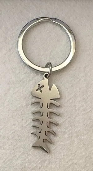 Fishbone Keychain Charm for Men Women Car Keychain Key Ring Bag Charm thumbnail 1