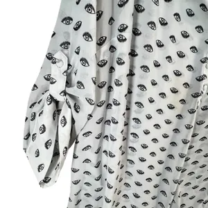 Torrid Ivy Eye Blouse Womens 3X White Black Chiffon Roll Tab Sleeve Mystical Top thumbnail 5