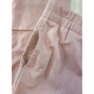 Zara Cotton Blend Cropped Pants Size M Cuffed Wide Hem Ankle Dusty Pink Coastal‎ thumbnail 5