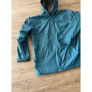 Misty Harbor Rain Coat Jacket Womens Large Teal Hooded Fleece Lined Vinyl Coat thumbnail 3