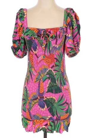 Farm Rio Smocked Puff Sleeve Mini Dress Size S thumbnail 4