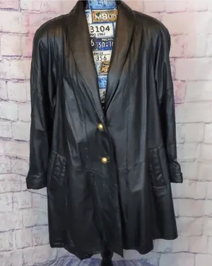 WILSON'S leather black vintage jacket size small thumbnail 1