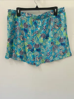 Cuddl Duds Pajama Set Cozy 2pc Tank Top Shorts NEW Blue Seashells Large thumbnail 9