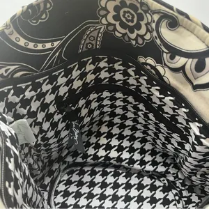 Vera Bradley Midnight Paisley Cotten Toggle Tote Black White Paisley Shoulder thumbnail 7