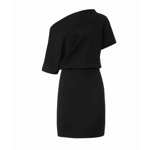 Amanda Uprichard Angie Dress Black Sz S Off Shoulder Blouson Draped Chic LBD thumbnail 3
