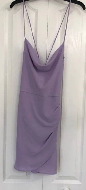 B Darlin Womens Spaghetti strap criss cross back mini dress purple 5/6 y2k fairy thumbnail 1