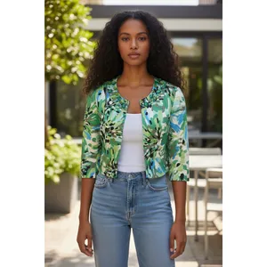 Trenz by Theresa Rex Abstract Floral Embellished Collar Jacket Women's Size‎ S thumbnail 5