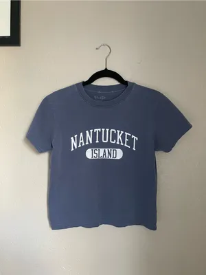 Brandy Melville John Galt Nantucket Graphic T Shirt Tee One Size Stone Blue thumbnail 2