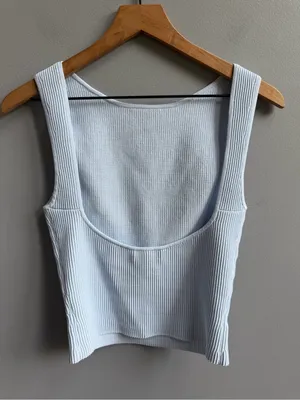 Aritzia Babaton Sculpt Knit Leading Top in Glacier Ice Blue Medium Low Back Tank thumbnail 6