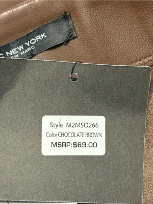 Marc New York NWT size Small Chocolate Brown Faux Leather Belted Pencil Skirt thumbnail 6