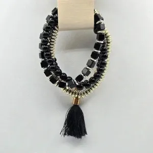 Black Gold Bead Bracelet Tassel Set Fashion‎ Jewelry B9 thumbnail 2