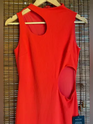 Lulus Sindra Bright Orange Cutout Column Maxi Dress Size Small NWT $78 thumbnail 5