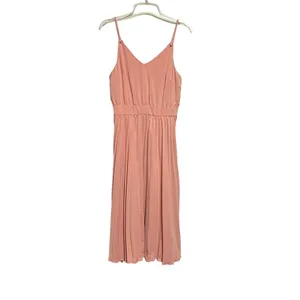 Women's Pink Pleated Sleeveless Midi Dress Size Medium thumbnail 2