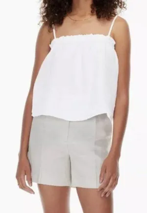 Aritzia Wilfred Vermeer Linen Babydoll Camisole White Ruffle Tank Top L thumbnail 1
