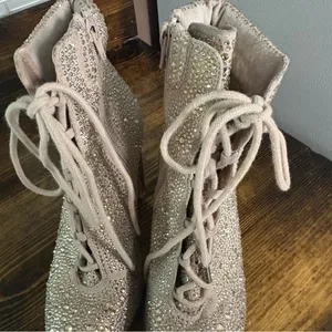 Steve Madden Illisa Rhinestone Lace‎ Up Booties Size 7.5 thumbnail 3