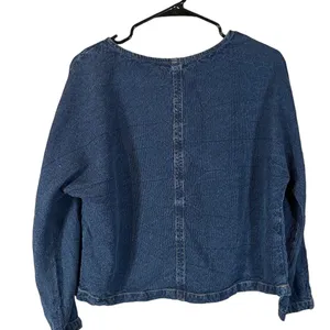 Mango Blue Long Sleeve Crew Neck Casual Denim Shirt Women Sz S thumbnail 2