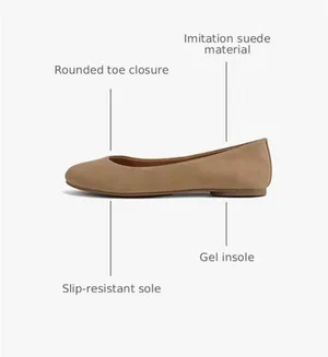 Soda Nubuck Nude Kreme Comfy Ballet Flats thumbnail 3