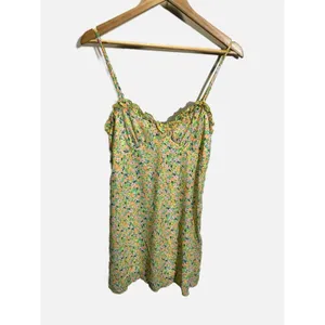 Wild Fable Womens Floral Mini‎ Dress Green Orange Pink Smocked Back M Cottage thumbnail 2