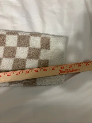 ComfyLuxe Plush Checkerboard Lounge Pants Soft Cozy M/L Beige Cream thumbnail 6