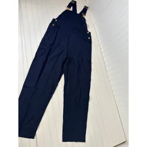 NWT WEWOREWHAT Solid Navy Basic Overall Jumpsuit Bib Straight Leg Denim Sz XS thumbnail 2