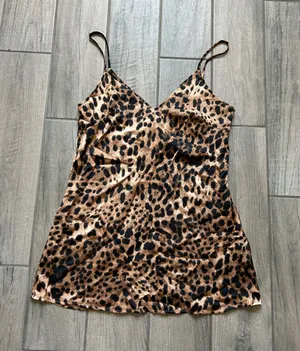 Nasty Gal Leopard Print Mini Slip Dress - Black & Brown thumbnail 1