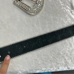Y2K Crystal Embellished Black Belt western crosses studded motorcycle cowgirl thumbnail 14
