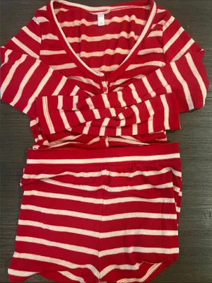 Colsie Red and Cream Striped Pajama Set thumbnail 1