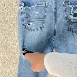 American Eagle Mom Jeans distressed size 00 regular juniors denim cotton‎ blend thumbnail 5