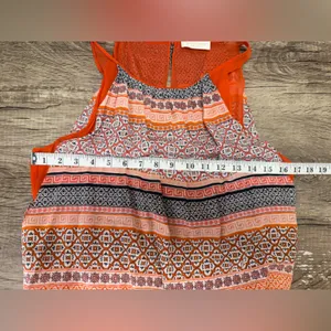 Ramy Brooks‎ orange and blue printed silk dress size medium thumbnail 3