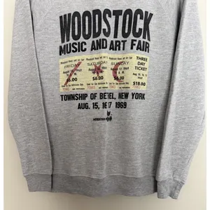 Retro Brand Woodstock Graphic Crewneck Sweatshirt Gray Women's Size Small thumbnail 5