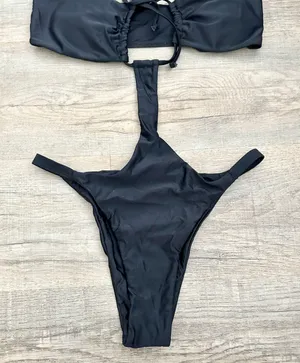 Matte Collection black cut out one piece bikini size M. thumbnail 2