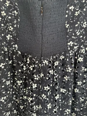 Anthropologie Maeve Lillianne Navy Eyelet Floral Babydoll Dress Women's size‎ 0 thumbnail 5